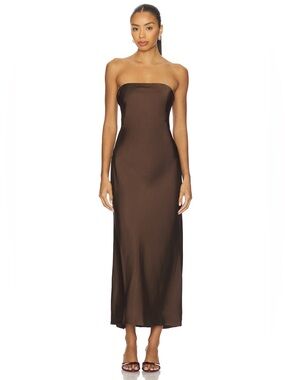 X Revolve Mel Midi Dress in chocolate brown House of Harlow 1960 New with tags S
